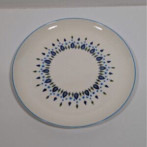 Marcrest Stetson Swiss Alpine Chalet Platter Blue Floral Leaf Design Ovenproof